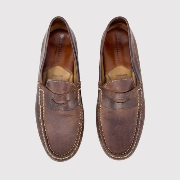 Johnston Murphy Mens Shoes Brown Leather Sheepskin Slip On Penny Loafer US 8.5 M - Picture 1 of 8